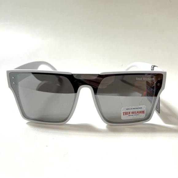 New Original TRUE RELIGION Oversized Square Shield Sunglasses Acetate White - Picture 2 of 6